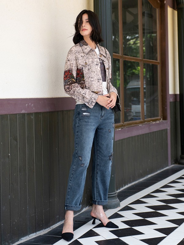 犁人坊女装2021秋冬季藏蓝色纯色长裤