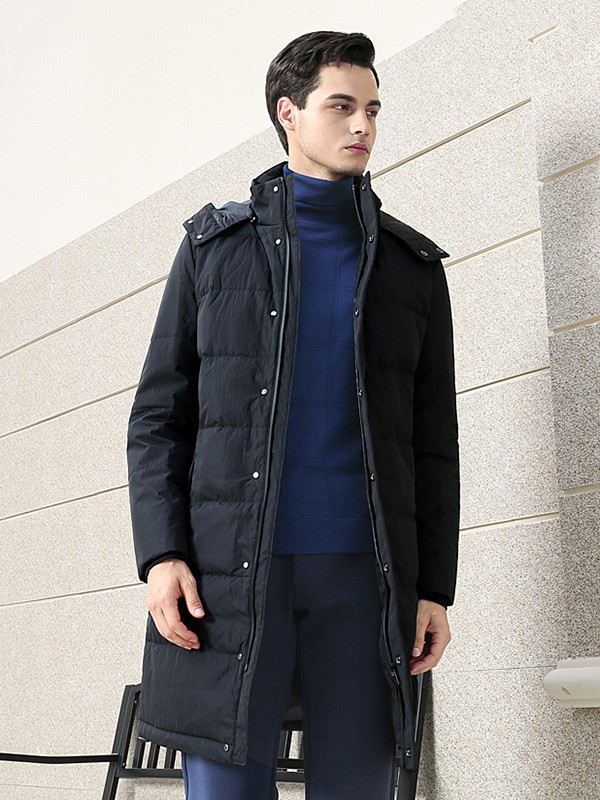 爱缪斯男装2021春夏季藏蓝色高领雪纺衫