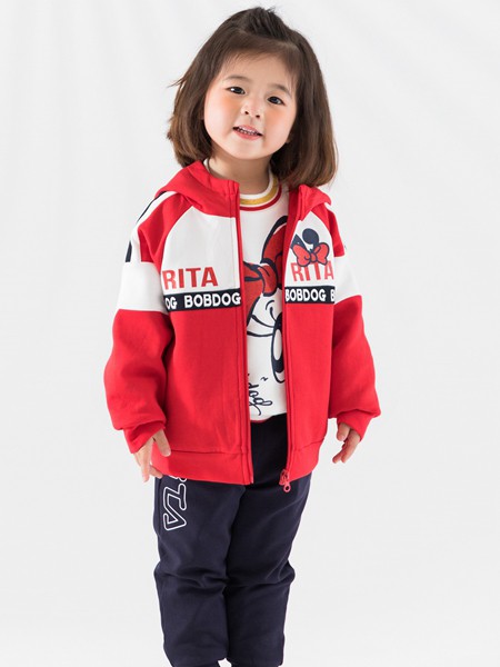 巴布豆2021秋冬季拼色印花外套