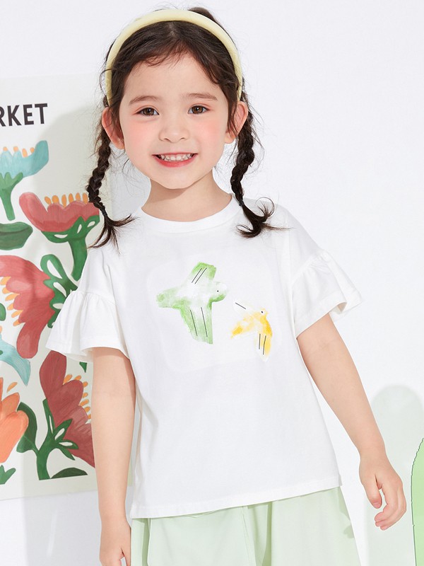 巴拉巴拉2022春夏季白色印花T恤