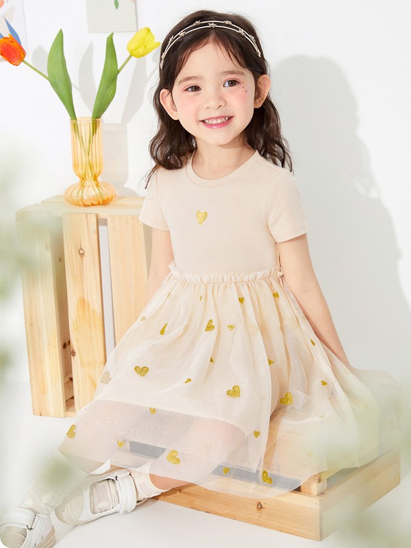 巴拉巴拉2022春夏季裸色印花连衣裙