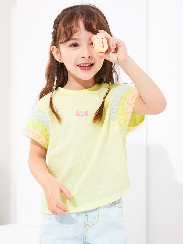 巴拉巴拉2022春夏季黄色印花T恤