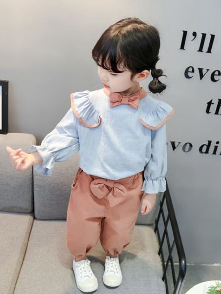 童优会2021秋冬季蓝色娃娃领T恤