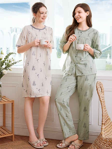 秋鹿内衣2022春夏季绿色家居服
