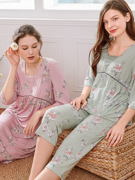 秋鹿内衣2022春夏季绿色家居服