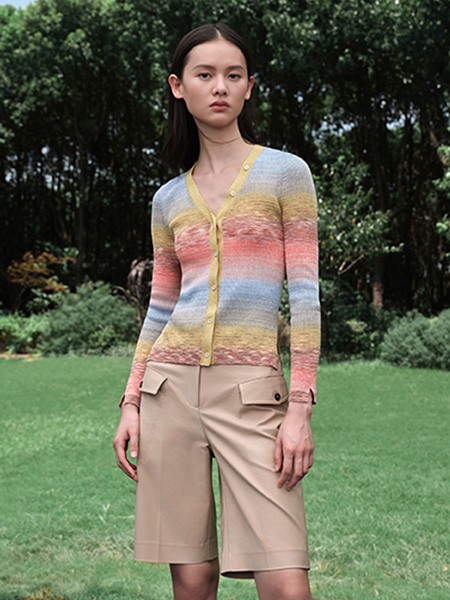 爱丽娜米罗2022春夏季拼色撞色雪纺衫