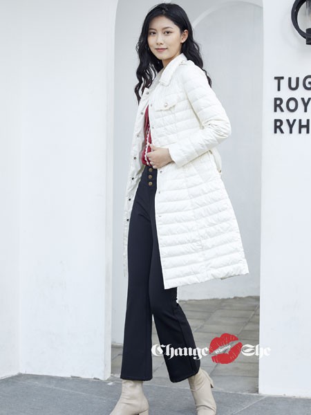 千细2021秋冬季白色纯色羽绒服
