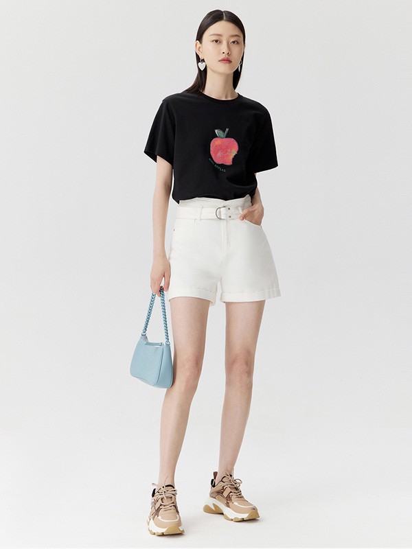 迪赛尼斯2022春夏季黑色印花T恤