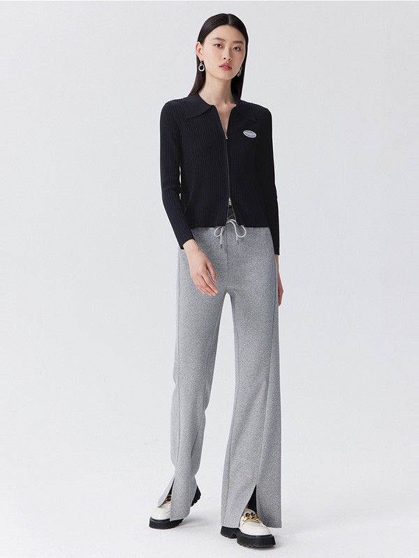 迪赛尼斯2022春夏季灰色开叉长裤