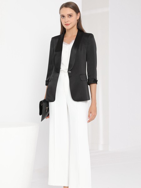 芮色2022春夏季黑色纯色西装