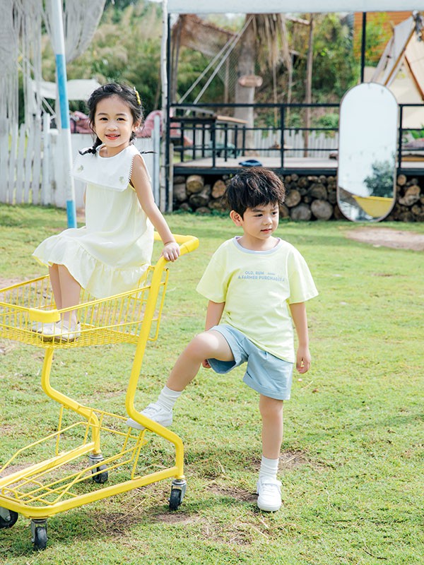 田田小象2022春夏季黄色印花T恤