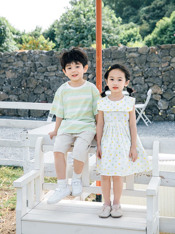 田田小象2022春夏季绿色印花T恤