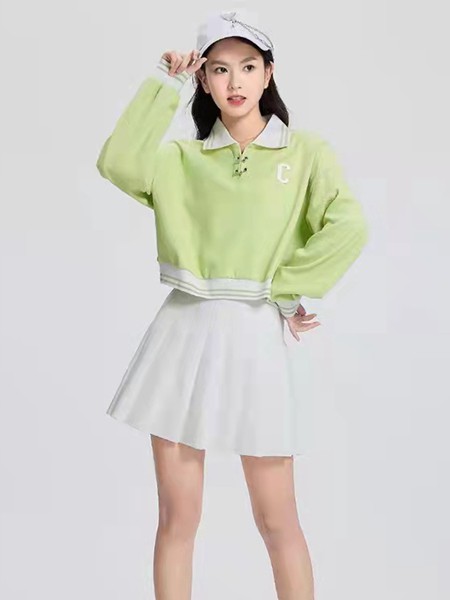 范可辛女装2022春夏季白色纯色百褶裙