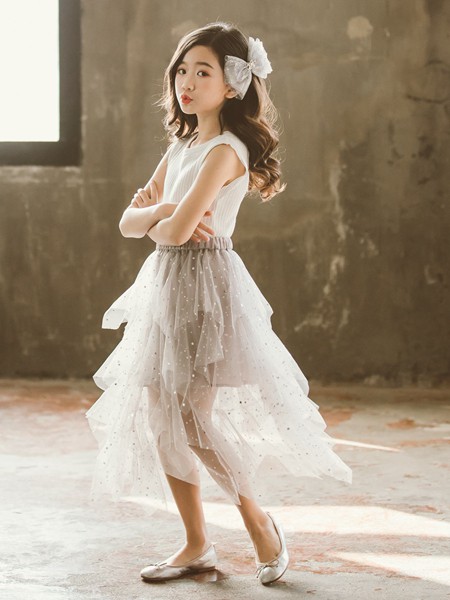 哆咪印像2022春夏季灰色纱网半身裙