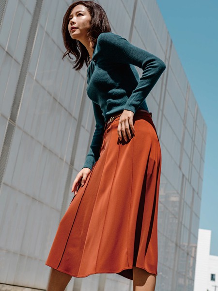 Effusive2022春夏季橙色纯色半身裙