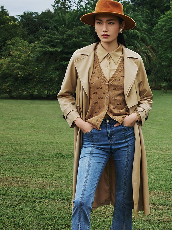 LAI睐2022春夏季蓝色纯色长裤