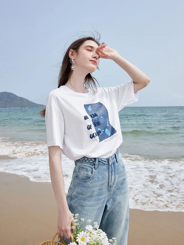 UU2022春夏季白色印花T恤