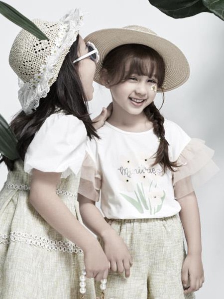 Minitries童装2022春夏季白色印花T恤