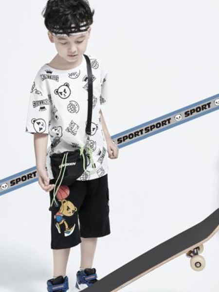 Minitries童装2022春夏季白色印花T恤