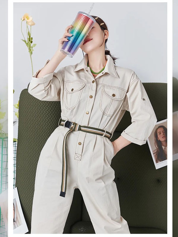 红提女装2022春夏季白色纯色连体裤