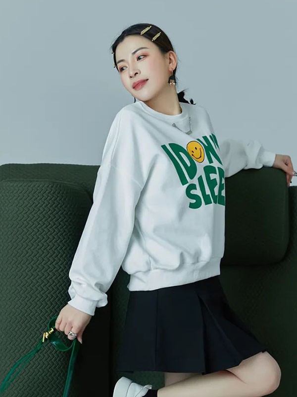 红提女装2022春夏季白色印花T恤