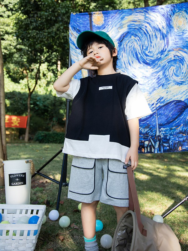 KISSABC2022春夏季黑色印花背心