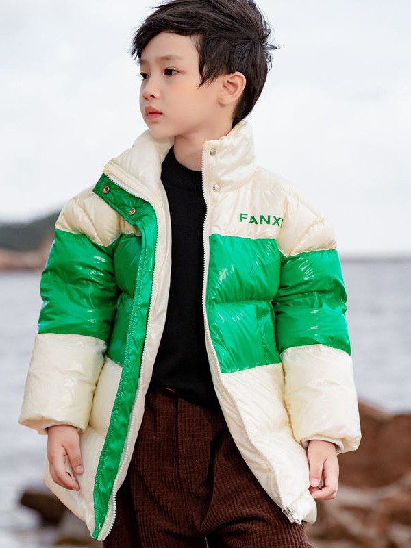 妈爱家童装2021秋冬季拼色拼接棉服