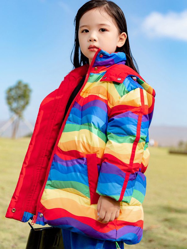 妈爱家童装2021秋冬季拼色高领羽绒服