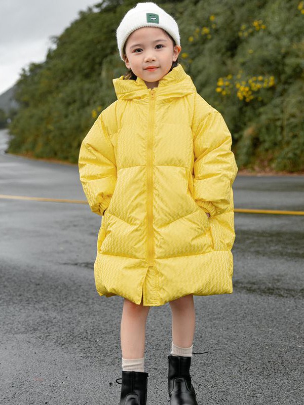 妈爱家童装2021秋冬季黄色高领棉服