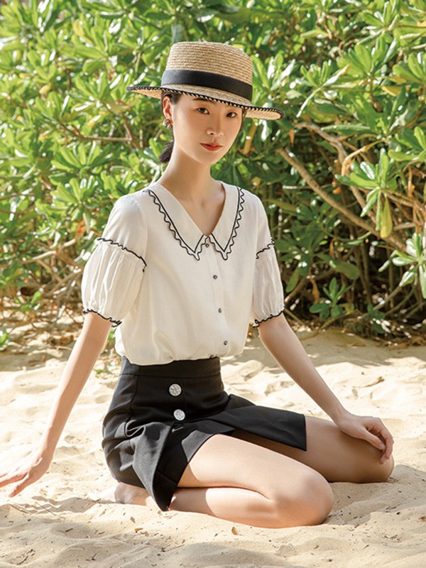 藏九2022春夏季黑色纯色短裤