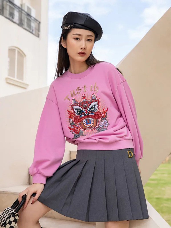 JUST&TH2022春夏季粉色印花T恤