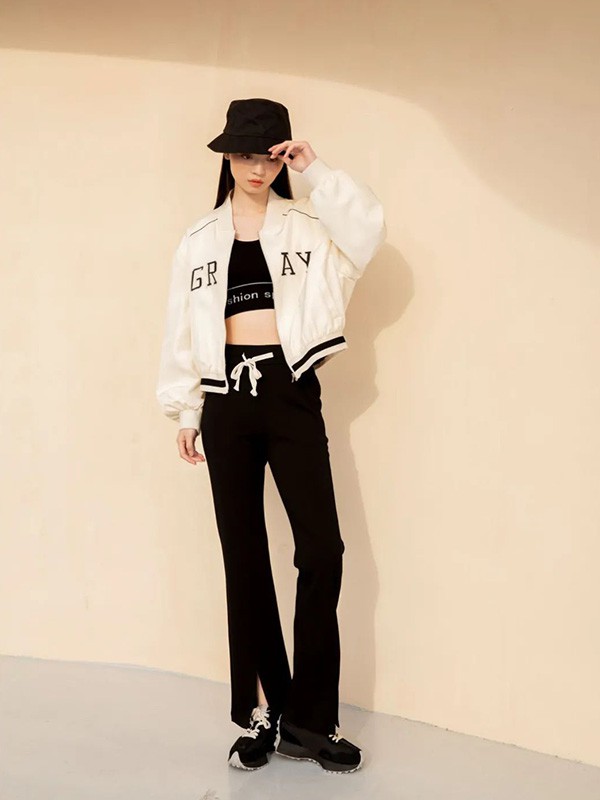 oovv女装2022春夏季白色印花外套