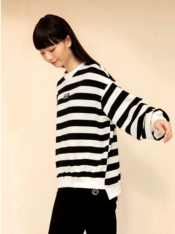 oovv女装2022春夏季白色条纹T恤