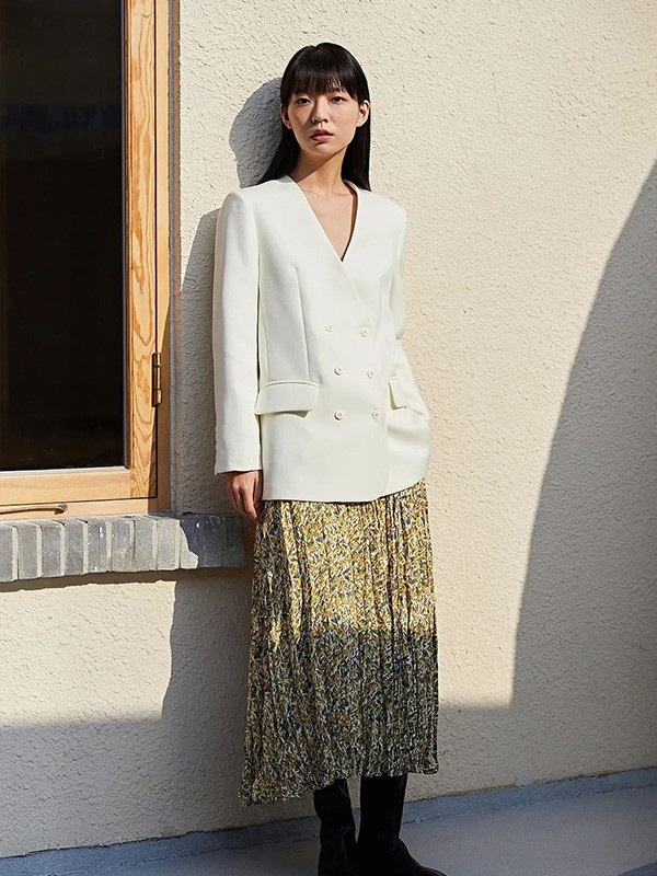 indicia女装2022春夏季绿色波点长裙