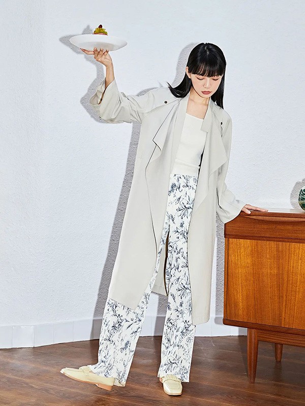 indicia女装2022春夏季白色印花长裤