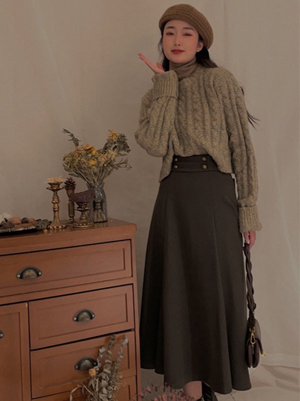 录上女装2021秋冬季灰色高领毛衣