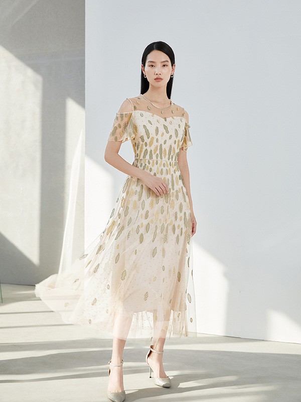 JIAFENSTYLISH2022春夏季白色印花连衣裙