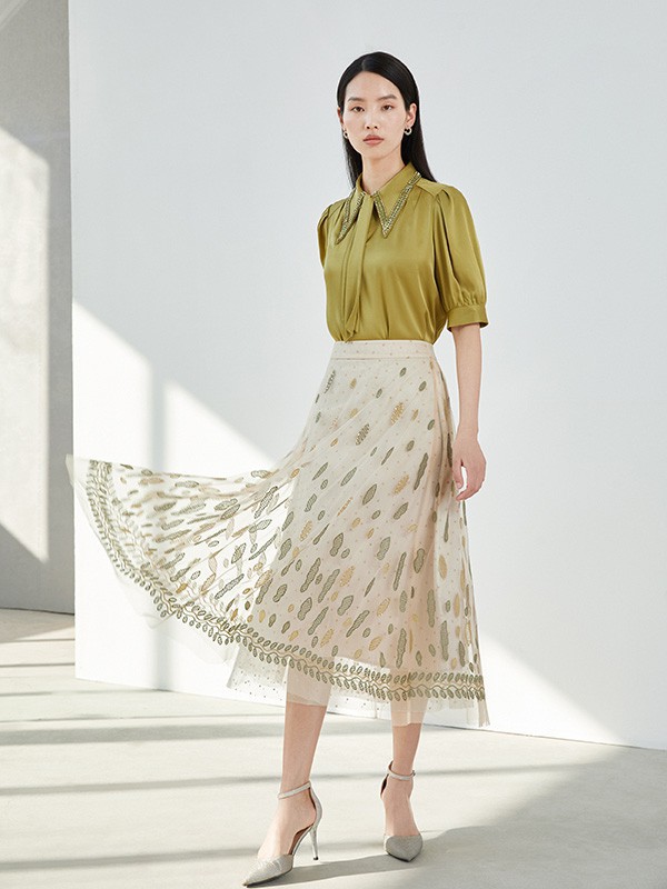 JIAFENSTYLISH2022春夏季白色印花长裙