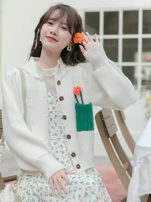 诗图思女装2022春夏季白色印花连衣裙