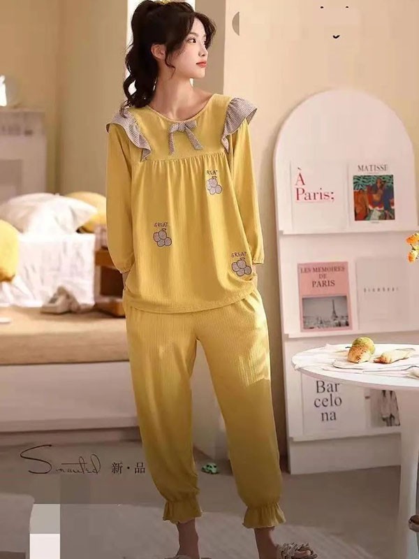新乙坊内衣2022春夏季黄色家居服
