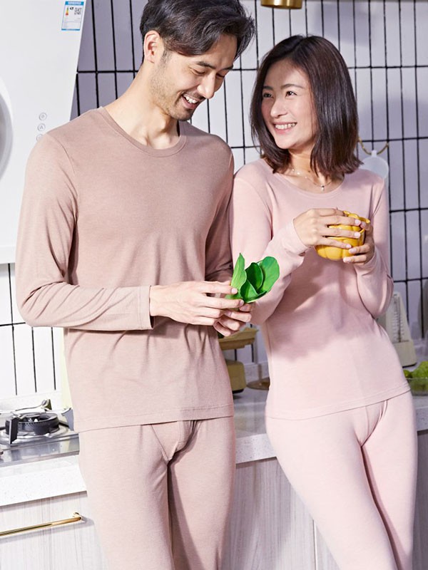 怜美内衣2022春夏季粉色保暖内衣