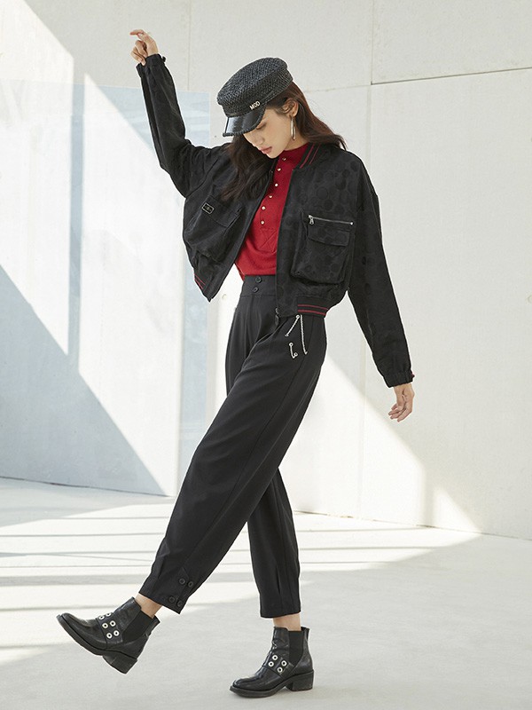 JIAFENSTYLISH2022春夏季黑色纯色长裤