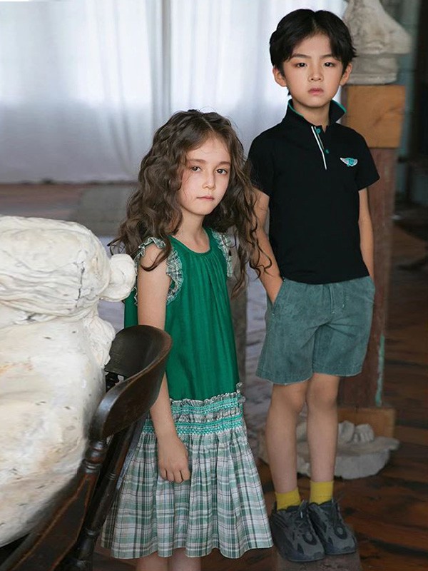 雏鸽童装2022春夏季黑色印花polo衫