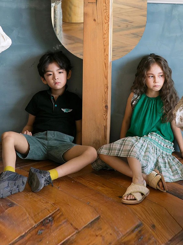 雏鸽童装2022春夏季绿色纯色背心