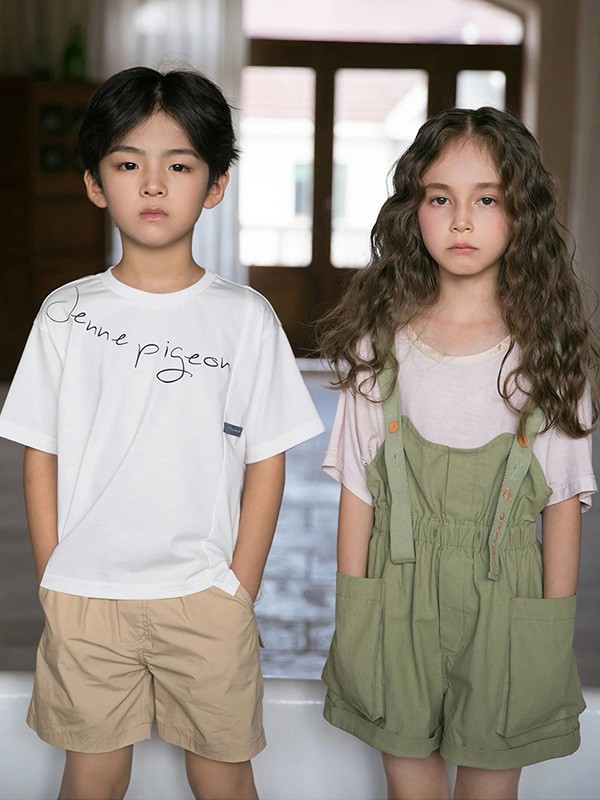 雏鸽童装2022春夏季白色印花T恤