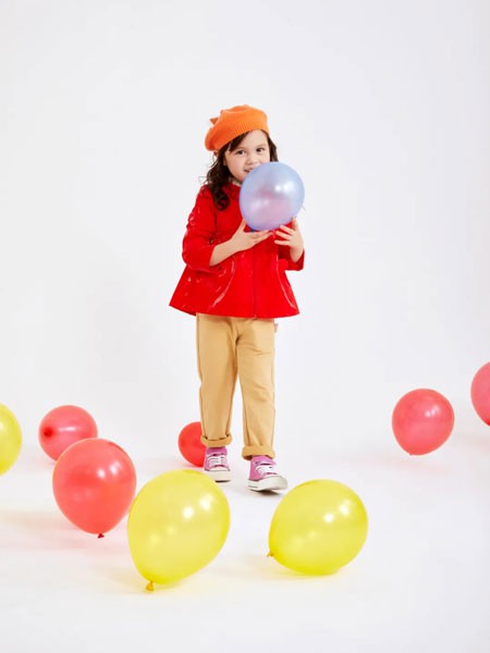 摩米童装2021秋冬季卡其色纯色长裤