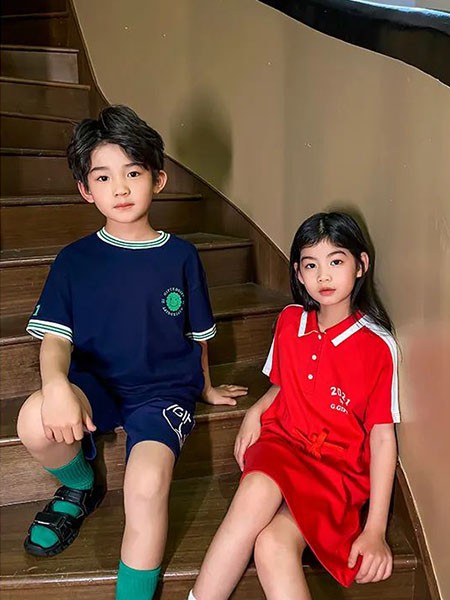 天赐天使童装2022春夏季红色印花连衣裙