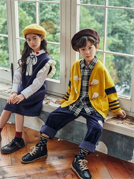 天赐天使童装2021秋冬季绿色格子衬衫