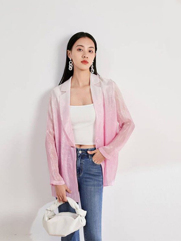 MYMO2022春夏季粉色撞色衬衫