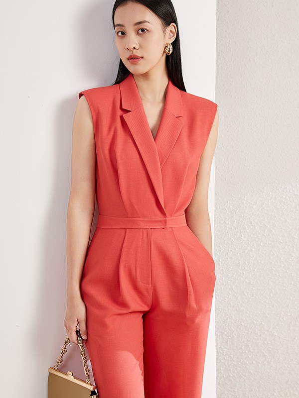 MYMO2022春夏季橙色收腰连体裤